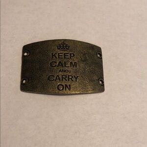 Keep Calm and Carry On antique gold Plate Lenny and Eva sentiment